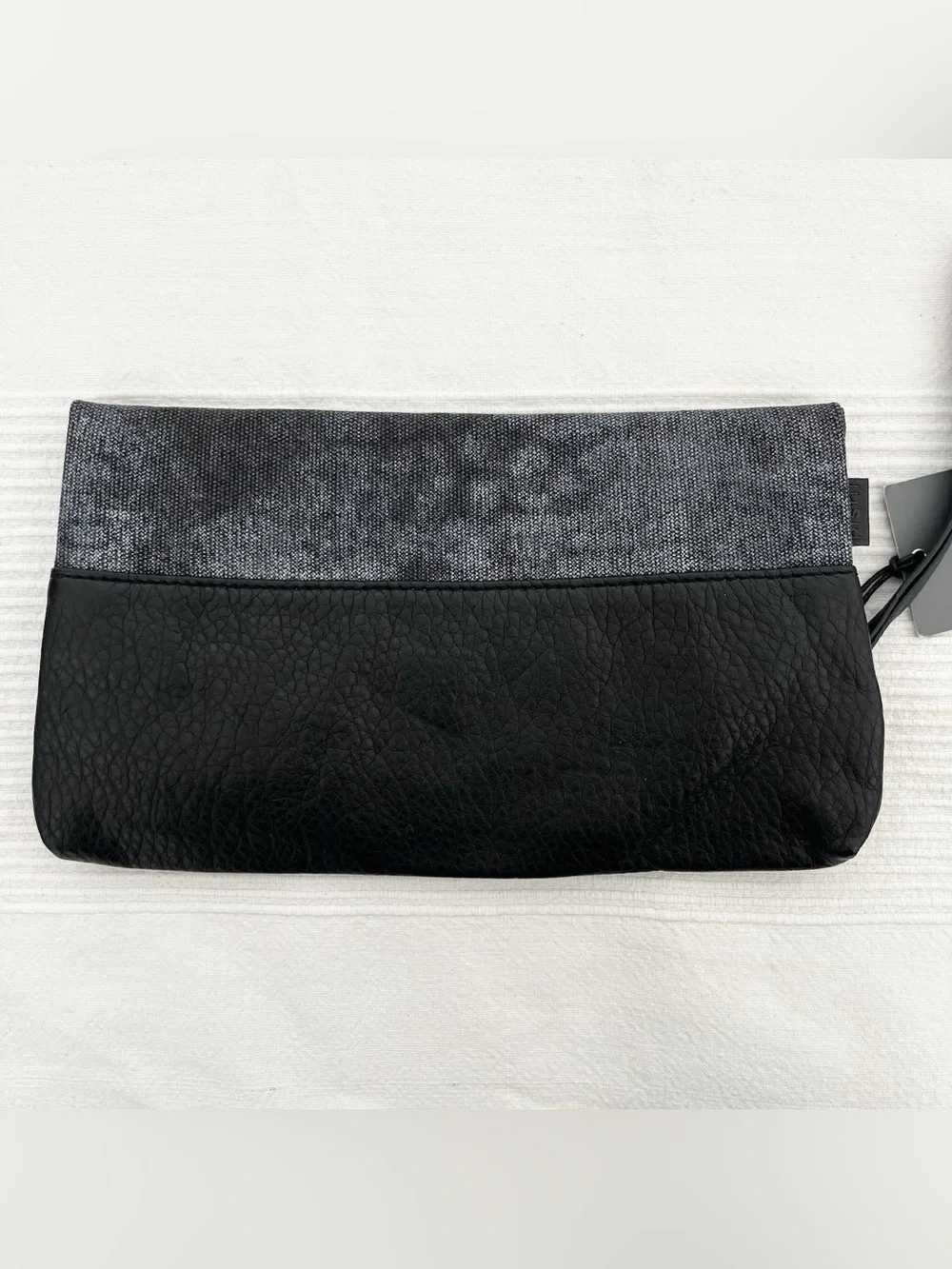 NWT Pistil Oregon Foldover Clutch Purse Black Leather Sustainable Minimalist